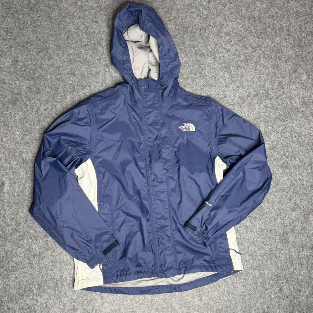 The North Face HyVent Rain Jacket Womens Small Navy Blue‎ Hooded Shell BV431030